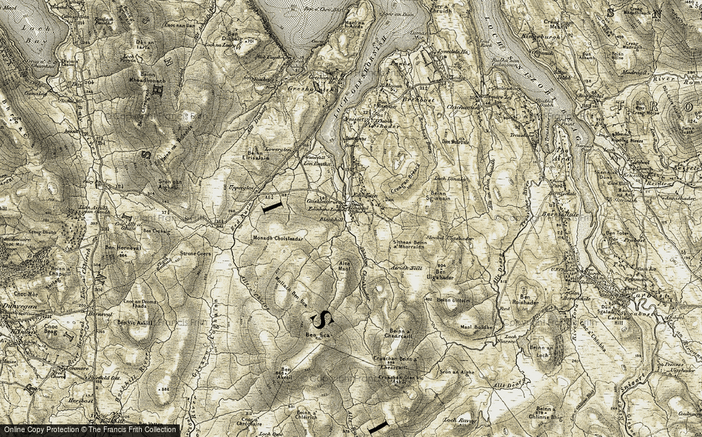 Old Map of Historic Map covering Abhainn Choishleadar in 1909