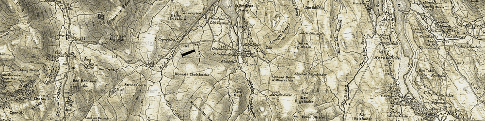 Old map of Abhainn Choishleadar in 1909