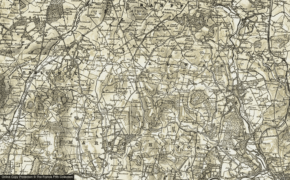 Old Map of Historic Map covering Hilltown in 1910