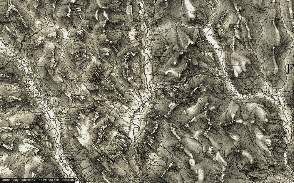 Old Map of Blacklunans, 1907-1908 in 1907-1908