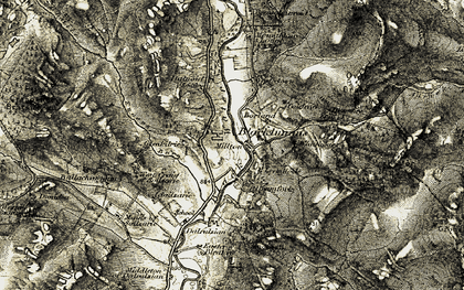 Old map of Blacklunans in 1907-1908