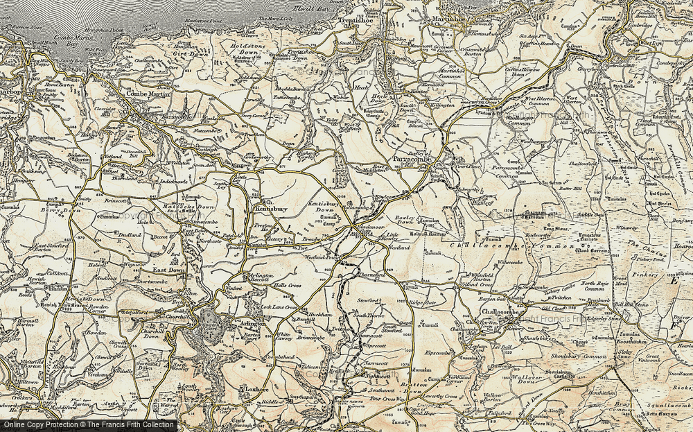 Old Map of Historic Map covering Wistlandpound in 1900