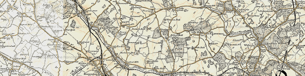 Old map of Blackmore End in 1898-1899