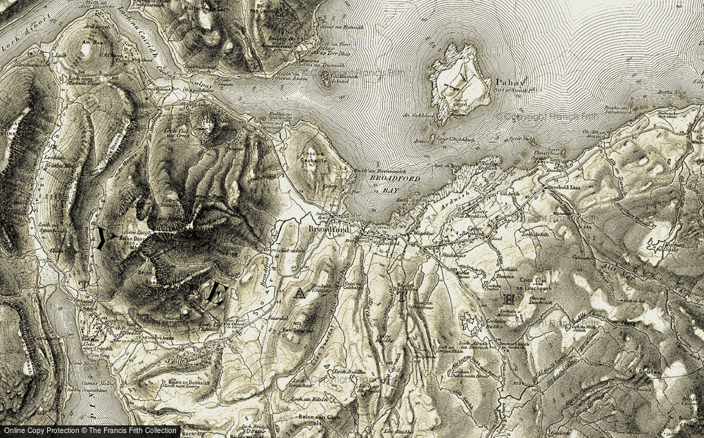 Old Map of Historic Map covering Allt Beinn Deirge in 1906-1909