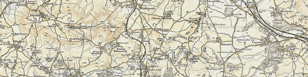 Old map of Wooscombe Bottom in 1899