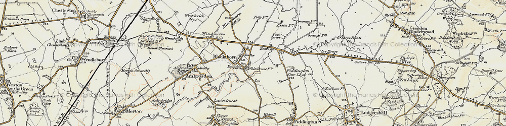 Old map of Blackthorn in 1898-1899