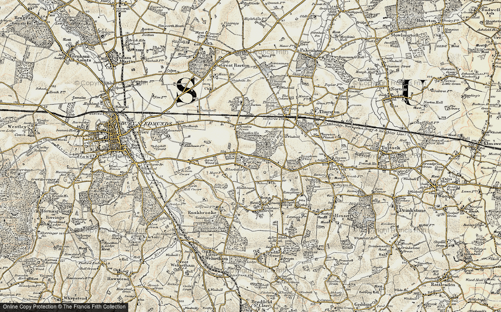 Old Map of Historic Map covering Battlies Ho in 1899-1901