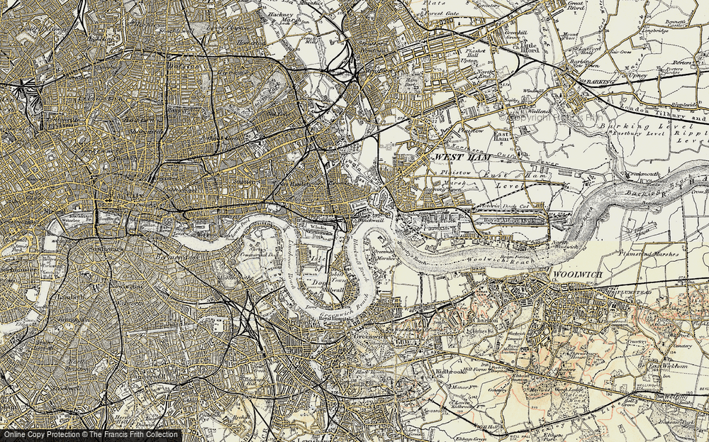 Old Map of Historic Map covering Bugsby's Reach in 1897-1902