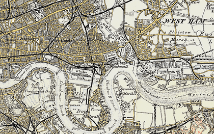 Old map of Bugsby's Reach in 1897-1902