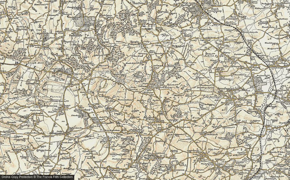 Old Map of Historic Map covering Britty Common in 1898-1900
