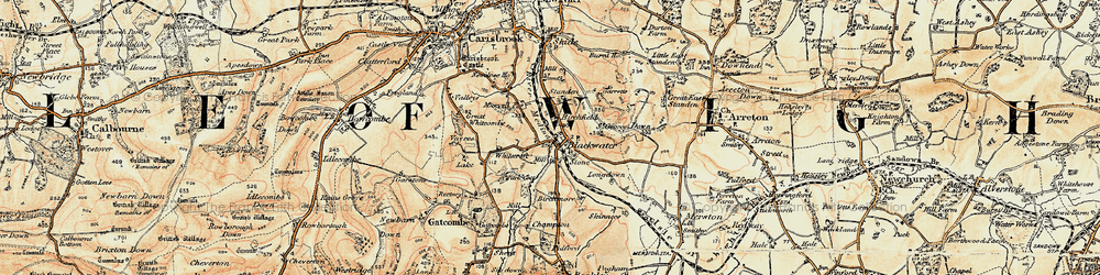 Old map of Blackwater in 1899