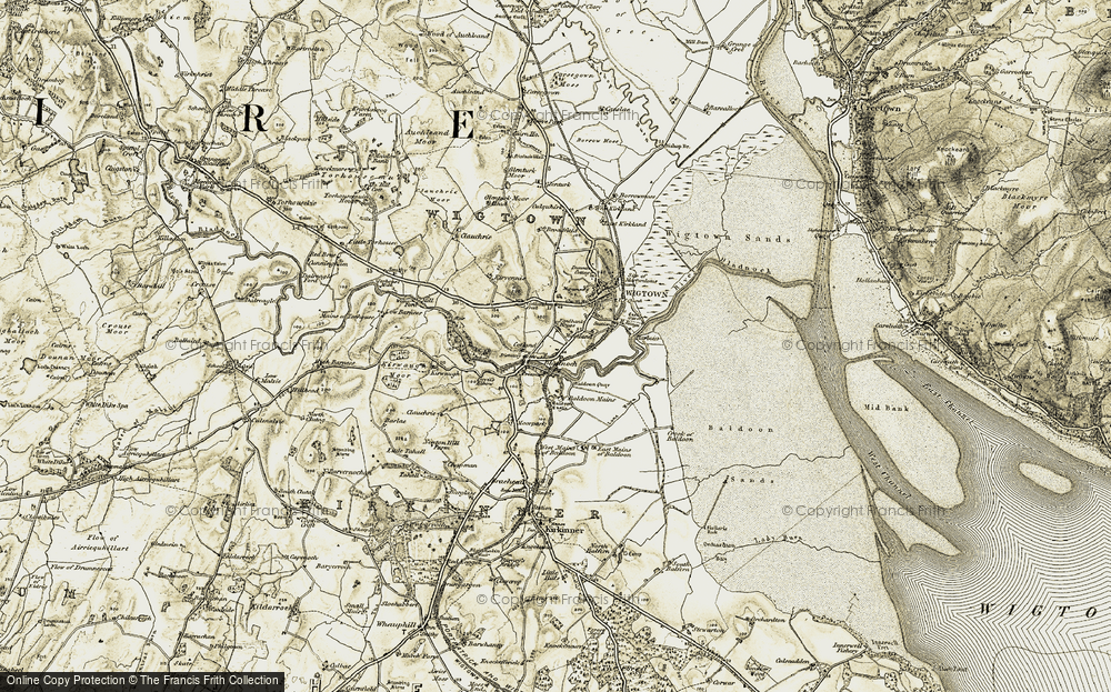 Old Map of Historic Map covering Baldoon Mains in 1905