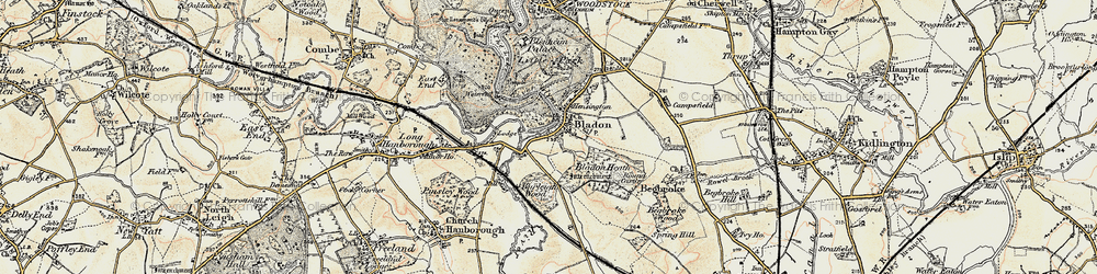 Old map of Bladon in 1898-1899