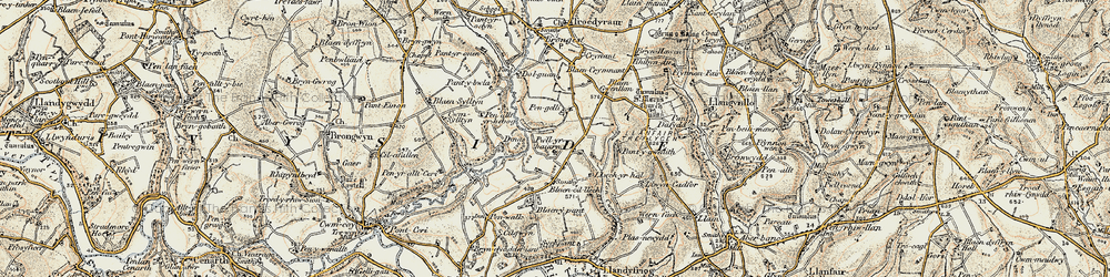 Old map of Blaen-Cil-Llech in 1901