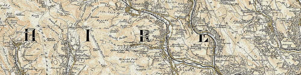 Old map of Blaen Clydach in 1899-1900
