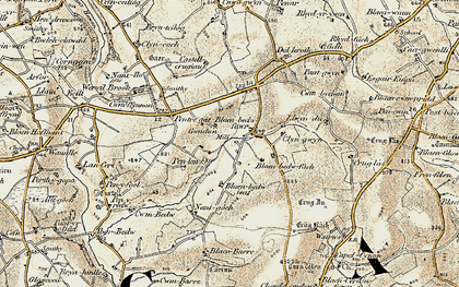 Old map of Afon Bedw in 1901