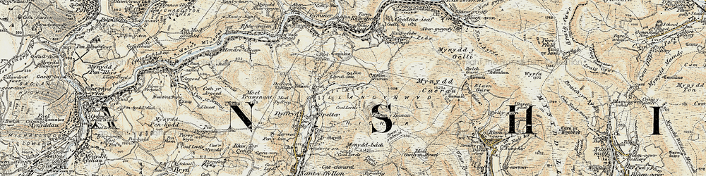 Old map of Bryn Siwrnai in 1900-1901