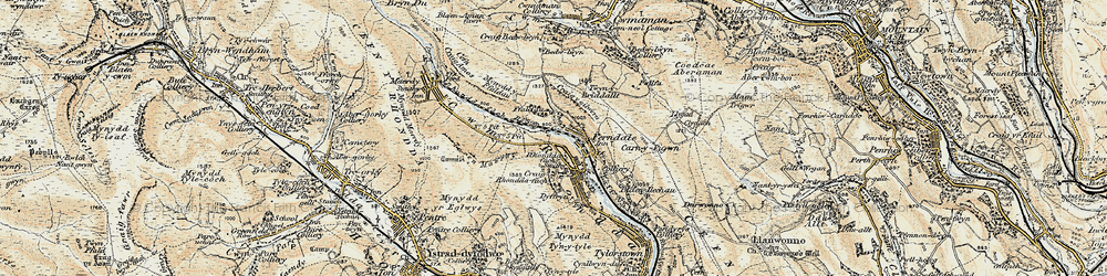 Old map of Blaenllechau in 1899-1900
