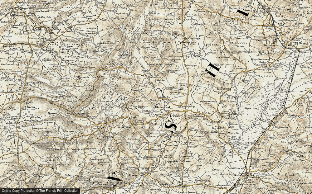 Old Map of Historic Map covering Bontnewydd in 1901-1903