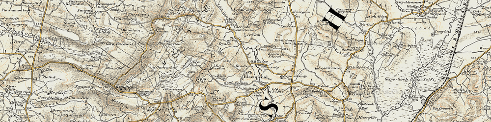 Old map of Bryncroiau in 1901-1903