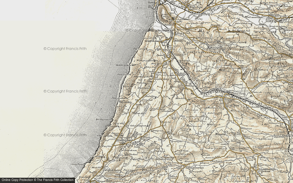 Old Map of Historic Map covering Ty'n Fron in 1901-1903