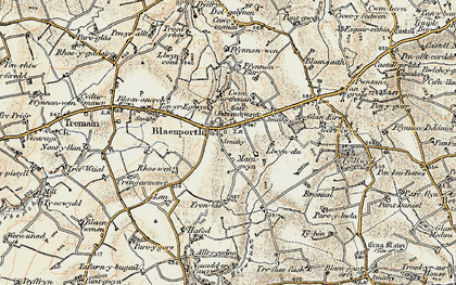 Old map of Blaenporth in 1901