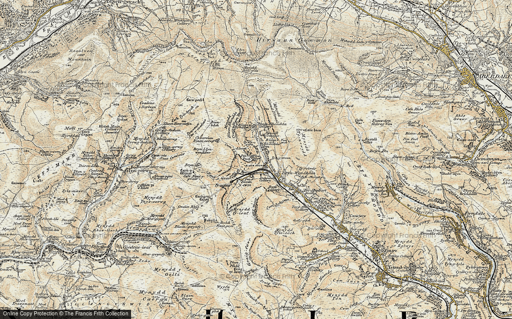 Old Map of Historic Map covering Bryn Llynwyn-ddwr in 1899-1900