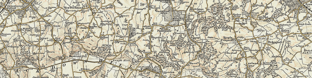 Old map of Blagdon Hill in 1898-1900