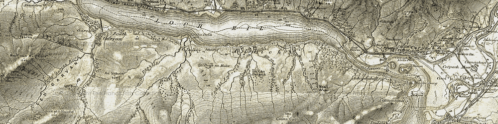 Old map of Allt an Torr Fhearna in 1906-1908