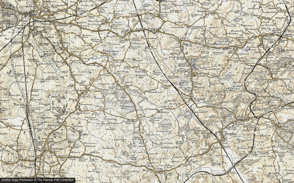 Old Map of Historic Map covering Blakenhall Moss in 1902