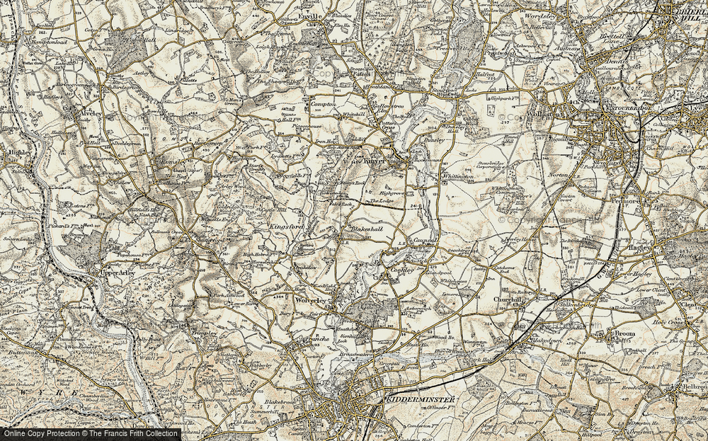 Old Map of Historic Map covering Blakeshall Common in 1901-1902
