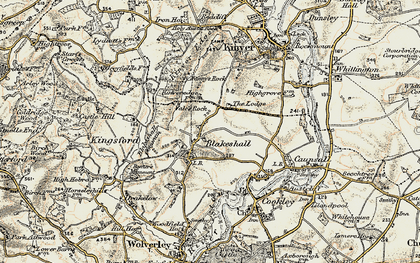 Old map of Blakeshall in 1901-1902
