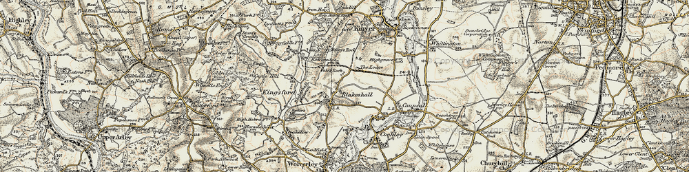 Old map of Blakeshall in 1901-1902