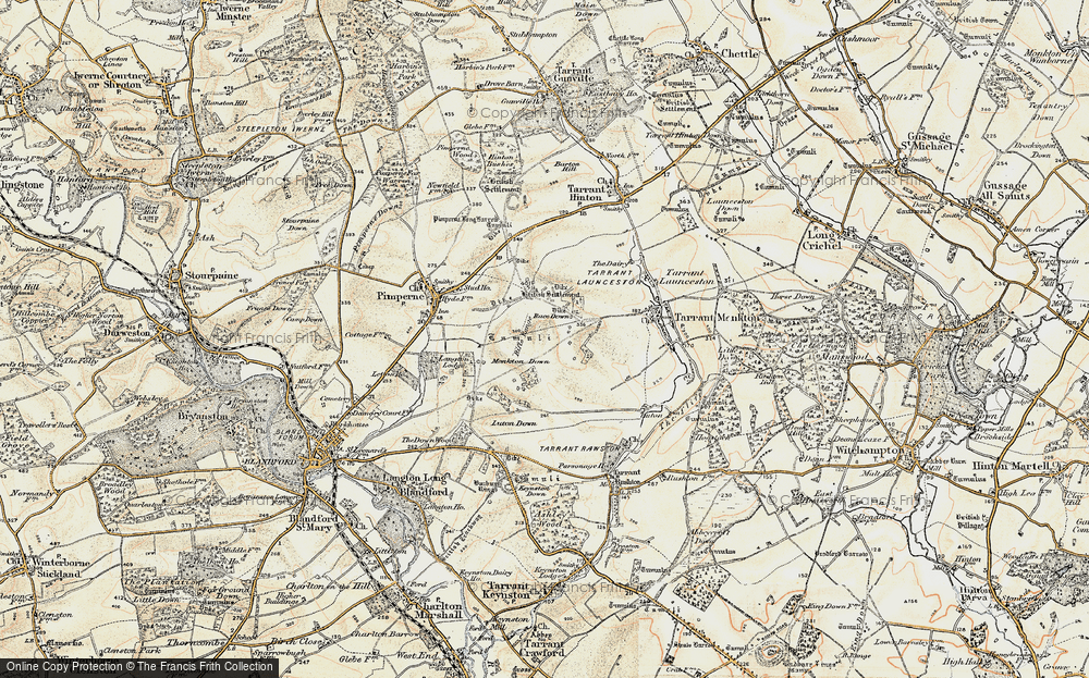 Old Map of Blandford Camp, 1897-1909 in 1897-1909
