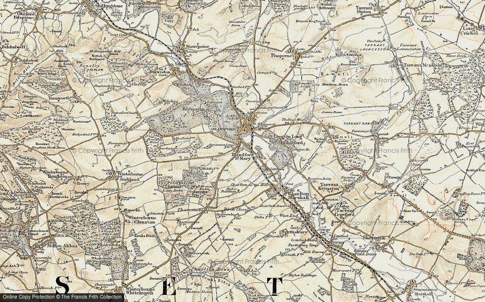 Old Map of Blandford St Mary, 1897-1909 in 1897-1909