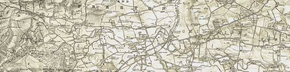 Old map of Lintlaw Burn in 1901-1904