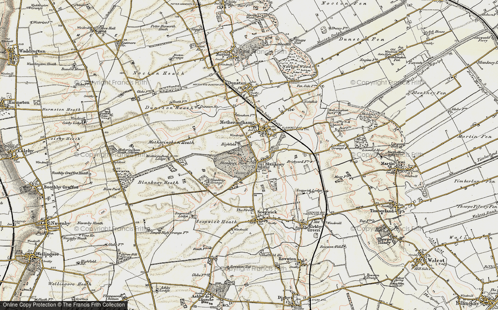 Old Map of Historic Map covering Blankney Heath in 1902-1903