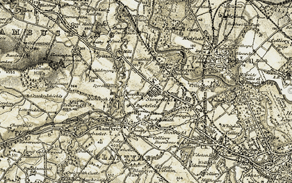 Old map of Blantyre in 1904-1905