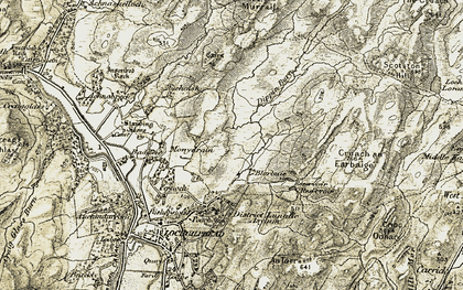 Old map of Auchoish in 1906-1907