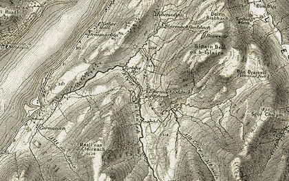 Old map of Allt Coire a' Mhuilinn in 1906-1908