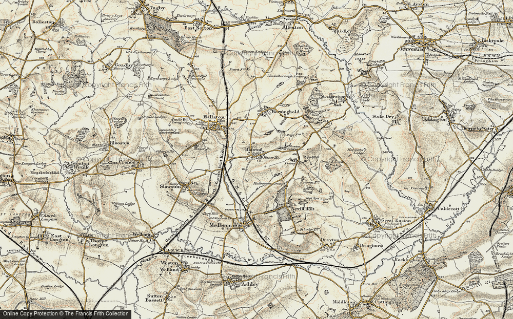 Old Map of Blaston, 1901-1903 in 1901-1903