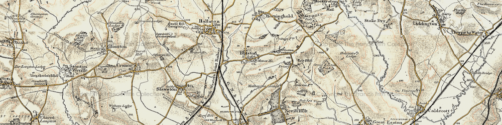 Old map of Blaston in 1901-1903
