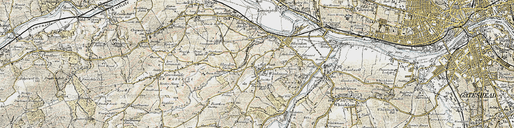 Old map of Blaydon in 1901-1904