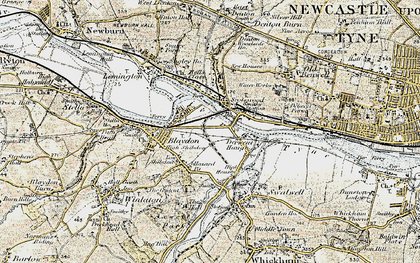 Old map of Blaydon Haughs in 1901-1904