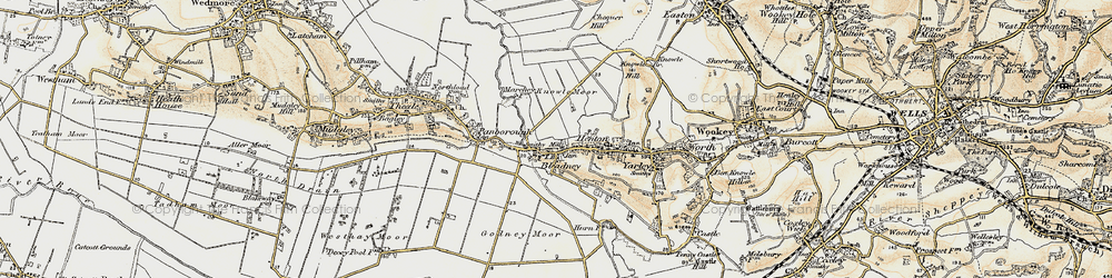Old map of Bleadney in 1898-1900