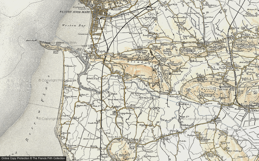 Old Map of Bleadon, 1899-1900 in 1899-1900