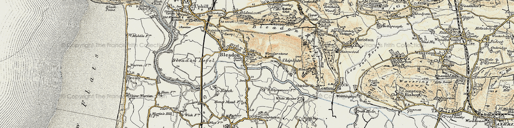 Old map of Bleadon in 1899-1900