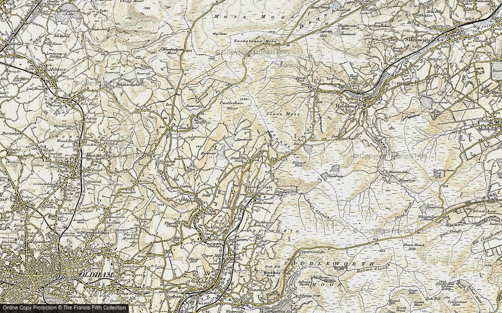 Old Map of Bleak Hey Nook, 1903 in 1903