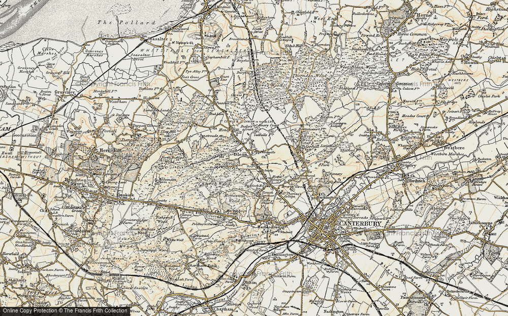 Old Map of Blean, 1898-1899 in 1898-1899