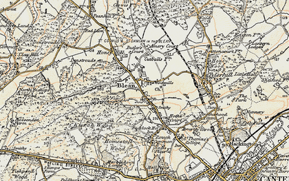 Old map of Blean in 1898-1899